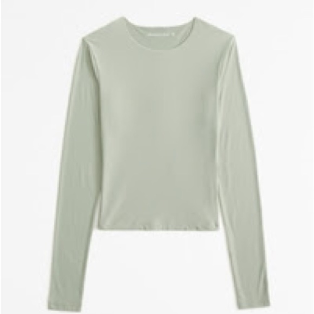 Abercrombie & Fitch Soft Matte Seamless Long-Sleeve Cropped Crew Top